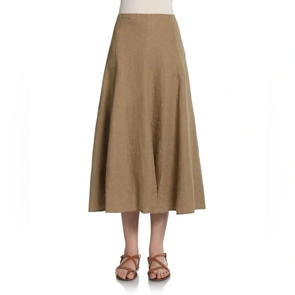 Eileen Fisher Dresses & Skirts - Eileen Fisher 100% I A- Line Irish Linen Skirt Beige Tan Size XS